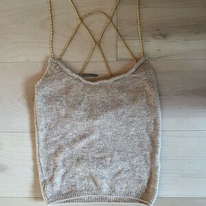 Zara Tan Knit Camisole with Gold Straps